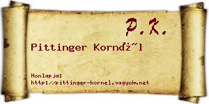 Pittinger Kornél névjegykártya